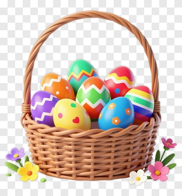 Colorful Easter Egg Basket PNG