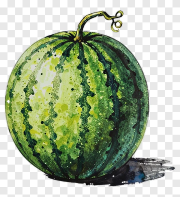 Watermelon With Green Stripes PNG