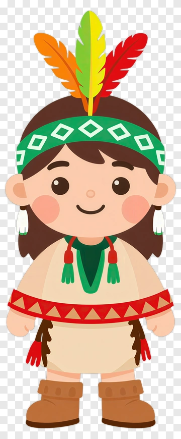 Cartoon Native American Child PNG