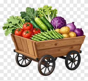 Vegetable Cart Filled With Fresh Produce PNG