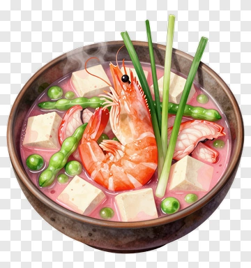 Shrimp Soup With Tofu And Green Onions PNG