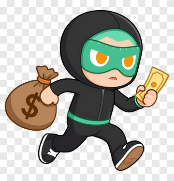 Cartoon Thief Running With Money Bag PNG