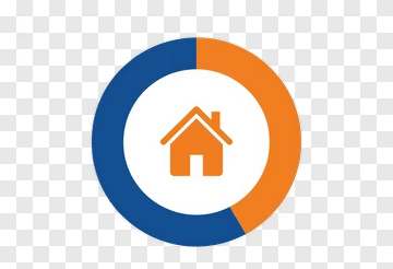 Home Icon In Blue And Orange Circle PNG