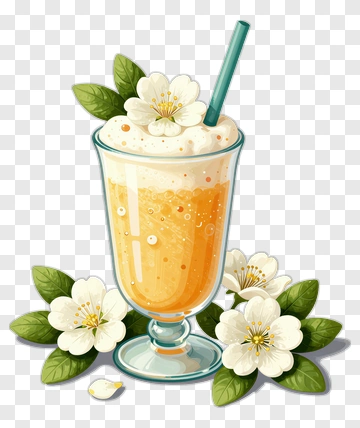 Refreshing Drink With Flowers PNG