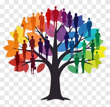 Colorful Family Tree With Silhouettes PNG