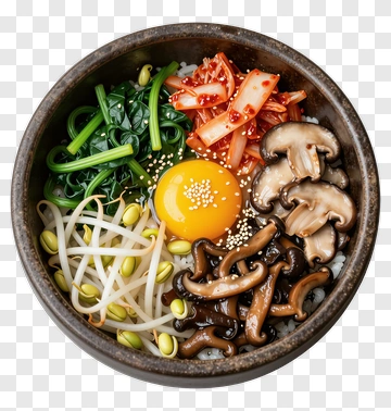 Bibimbap Bowl With Vegetables And Egg PNG
