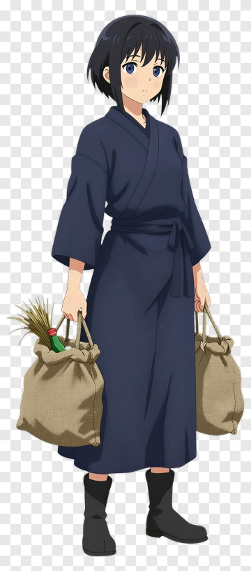 Anime Girl Carrying Bags Of Harvest PNG