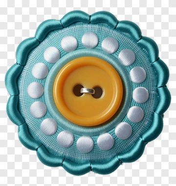 Decorative Button With Ribbon Design PNG