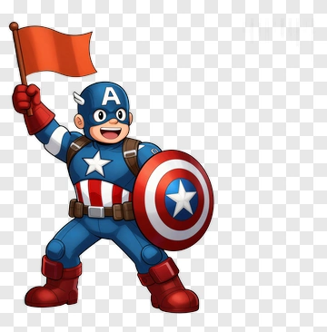 Cartoon Superhero Holding A Flag PNG