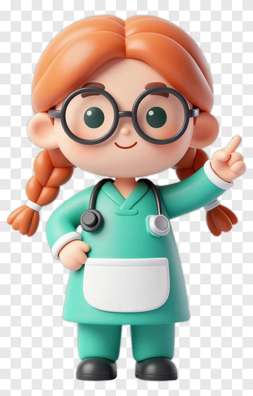 Cartoon Doctor Girl With Glasses PNG