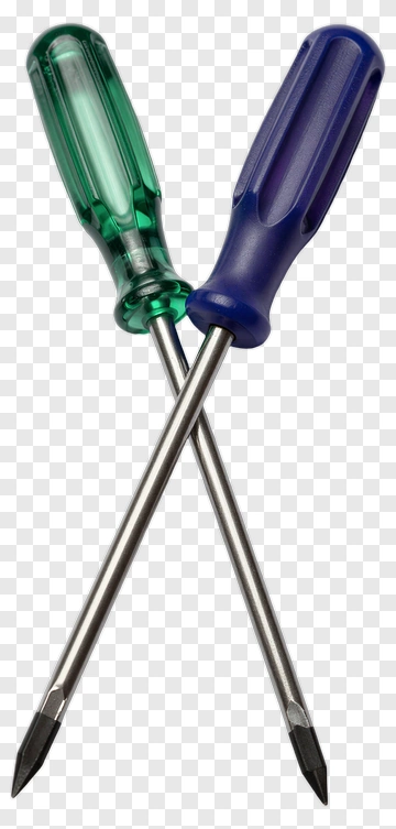 Crossed Screwdrivers With Green And Blue Handles PNG