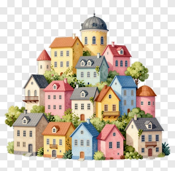 Colorful House Cluster PNG