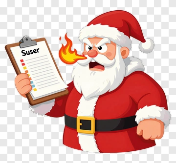 Angry Santa Holding A Naughty List PNG