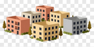 Colorful Buildings In A Residential Area PNG