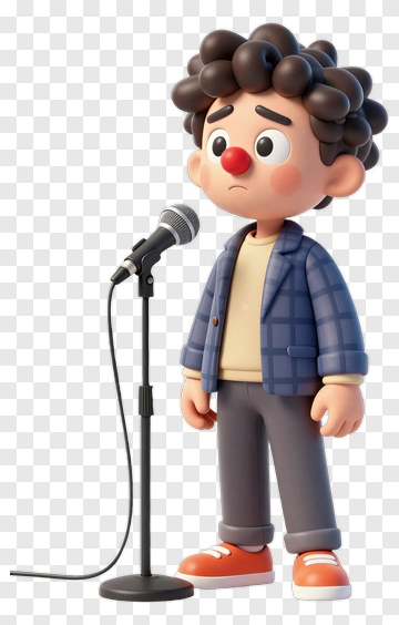 Cartoon Boy Standing At A Microphone PNG