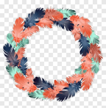 Colorful Feather Wreath PNG