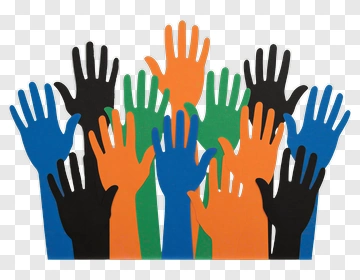 Colorful Hands Raised In Unity PNG