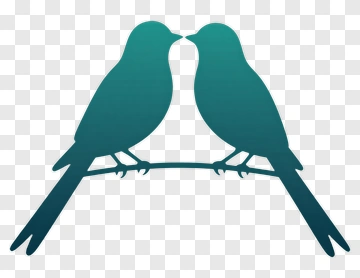 Silhouette Birds Sitting On A Branch PNG