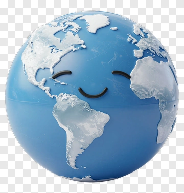 Smiling Earth Globe PNG