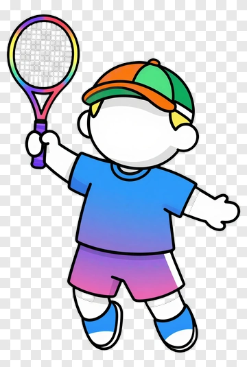 Cartoon Child Playing Tennis PNG