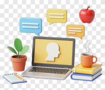 Laptop With Educational Elements And Coffee PNG