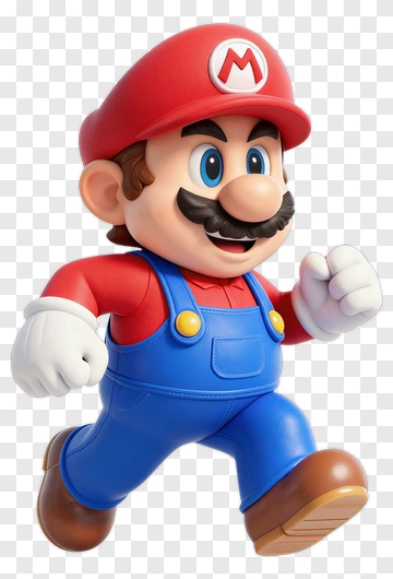 Mario Running In Blue Overalls PNG