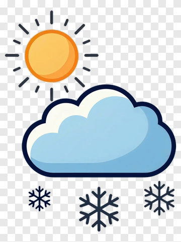 Sunny Cloud With Snowflakes PNG