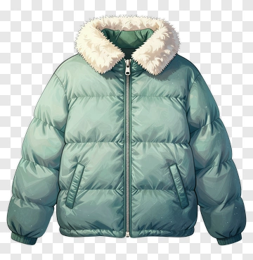 Puffy Jacket With Fur Collar PNG