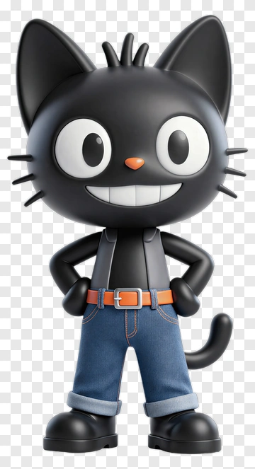 Cartoon Cat Character Standing Confidently PNG