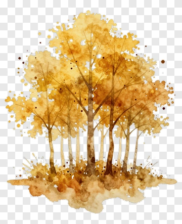 Watercolor Autumn Trees PNG