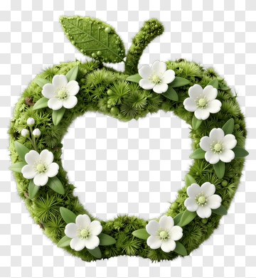 Floral Wreath In Apple Shape PNG