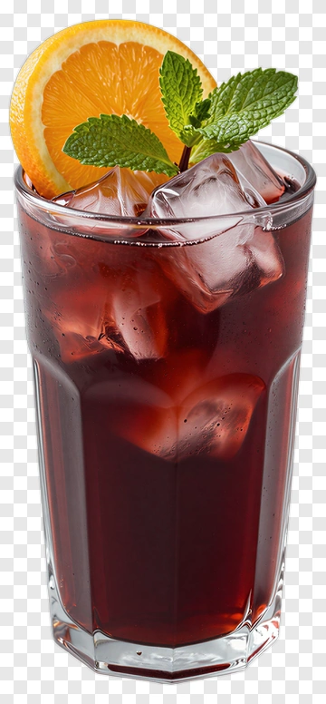 Iced Tea With Orange And Mint Garnish PNG