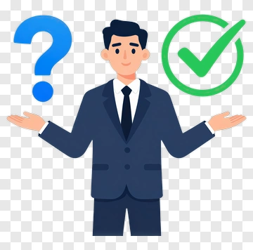 Businessman With Question Mark And Check Mark PNG