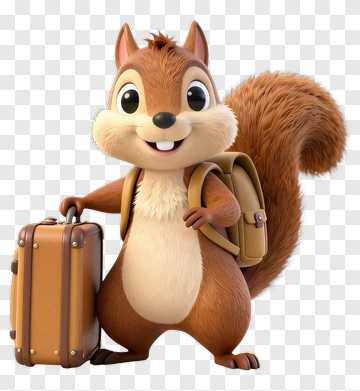 Cartoon Squirrel Holding A Suitcase PNG