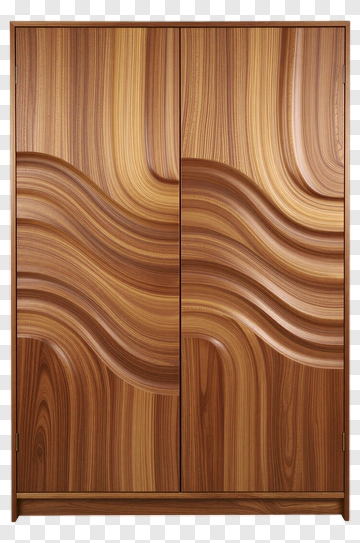 Wooden Cabinet With Wavy Design PNG