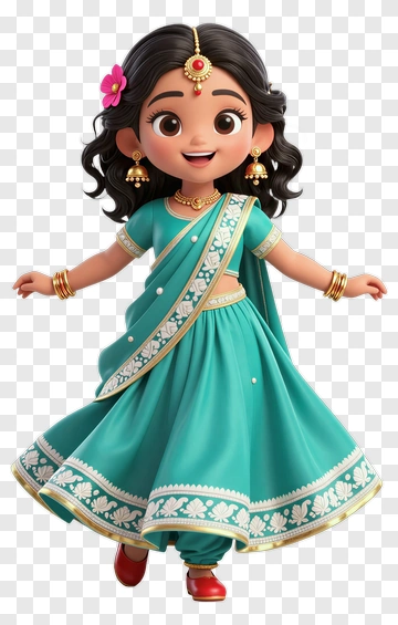 Cartoon Girl In Traditional Dress PNG