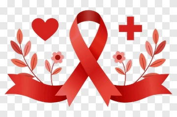 Red Ribbon With Heart And Medical Cross PNG