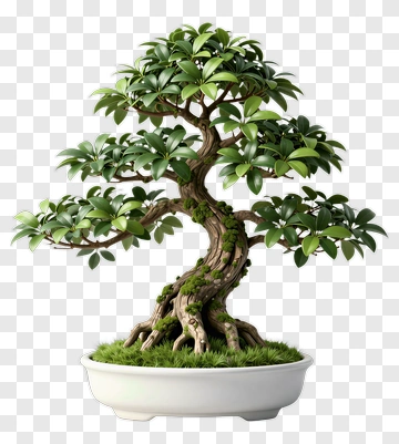 Bonsai Tree In A White Pot PNG