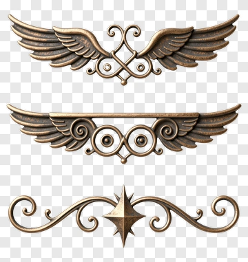 Ornate Winged Decorative Elements PNG