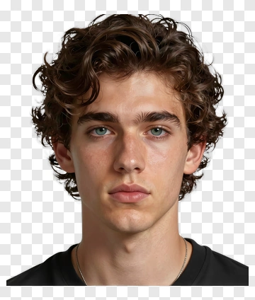 Young Man With Curly Hair PNG