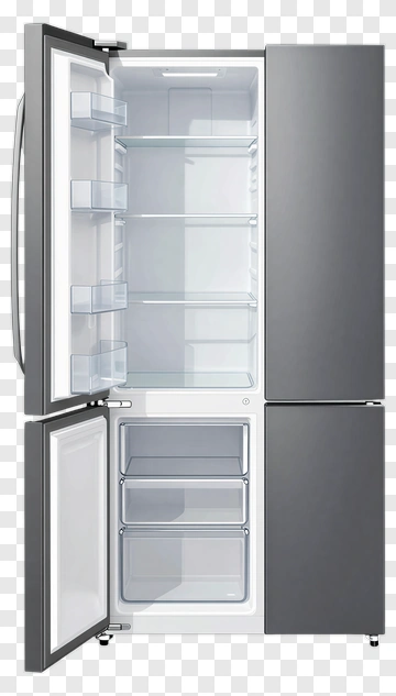 Modern Refrigerator With Open Doors PNG