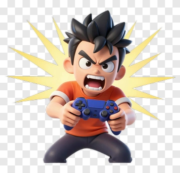 Angry Boy Playing Video Game PNG