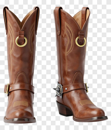 Brown Cowboy Boots With Decorative Design PNG