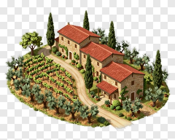 Countryside Vineyard With Rustic Houses PNG