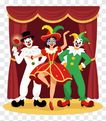 Circus Clowns Performing On Stage PNG