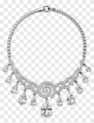 Elegant Silver Necklace With Diamond Pendants PNG