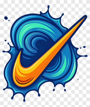 Nike Logo With Colorful Splash Design PNG