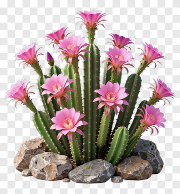 Cactus With Pink Flowers PNG