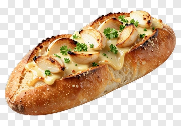 Cheesy Bread With Grilled Onions PNG