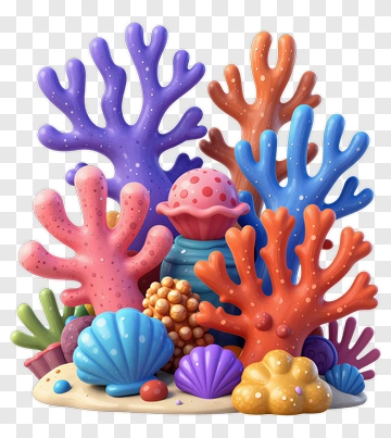 Colorful Coral Reef Composition PNG